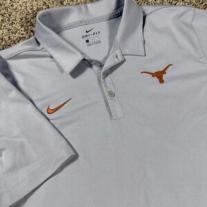 University of Texas Longhorns Polo Shirt Mens Size Large Gray Nike Dri Fit